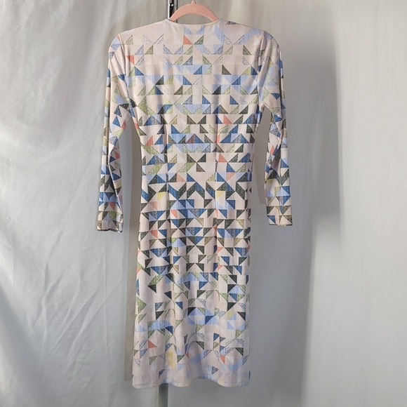 BCBGMaxAzria Adele Wrap Dress, patchwork design, women's XS Tall - Picture 2 of 5